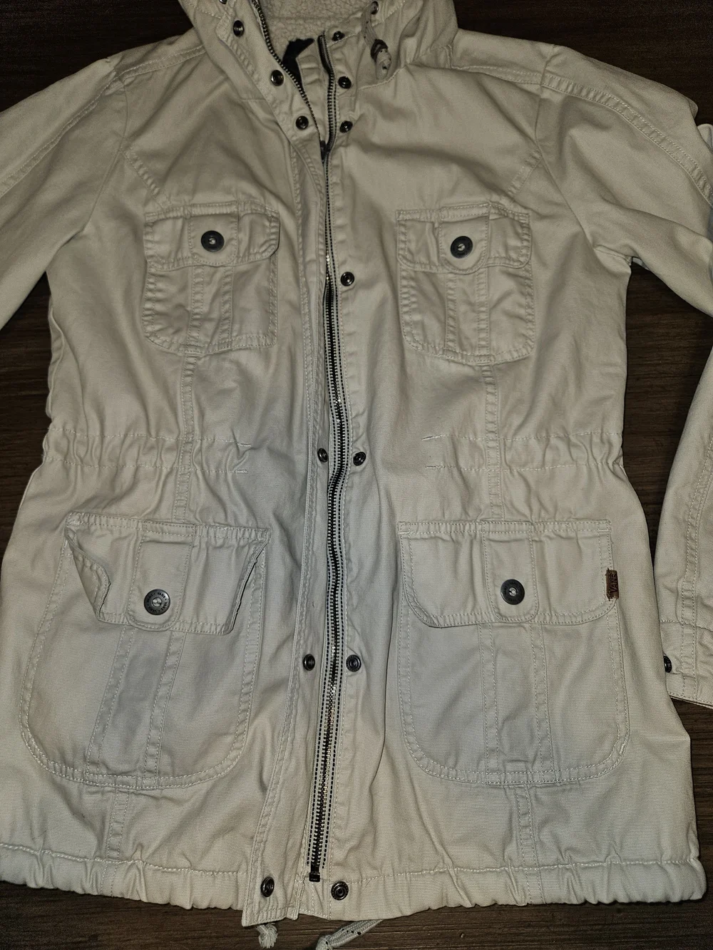 Vans Women's Cream Hooded Pea Coat